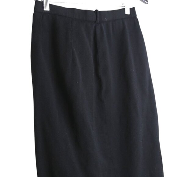 Vintage Anne Klein Black Midi 100% Wool Pencil High Rise Skirt Size 10 - Picture 2 of 6